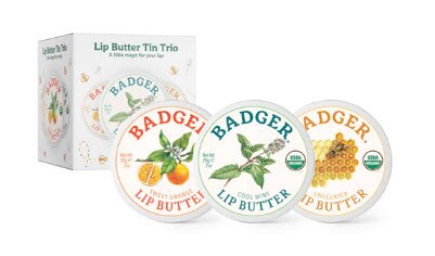Badger Organic Lip Butter Tin Trio Gift Set