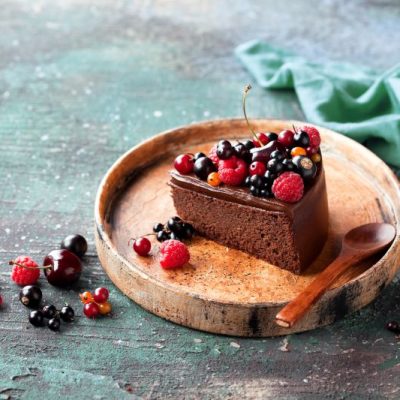 Gluten-Free Chocolate Cake Recipe With Chocolate-Avocado Frosting & Mixed Berries