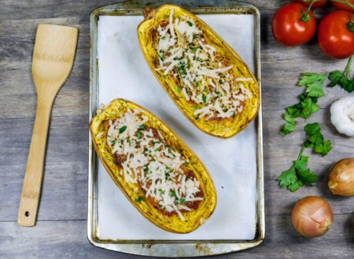 Meatless Spaghetti Squash Lasagna Boats