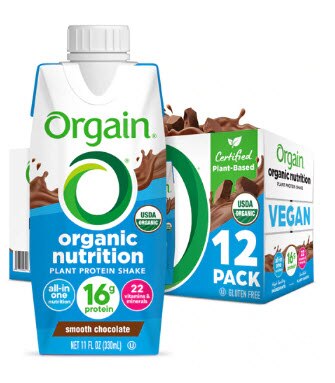 Orgain Organic Nutrition Vegan Protein Shake Plant Based Smooth Chocolate