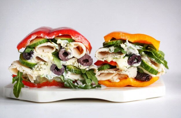 Breadless Bell Pepper Sandwiches