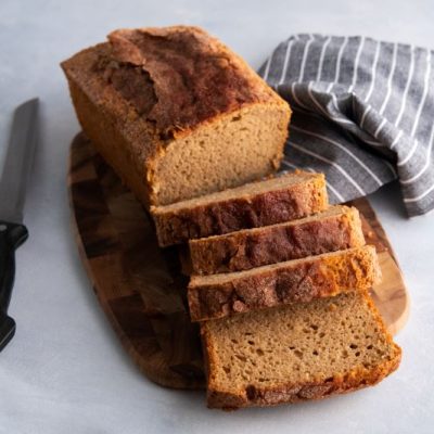 Gluten-Free Amish Friendship Bread Sliced on Wood Cutting Board