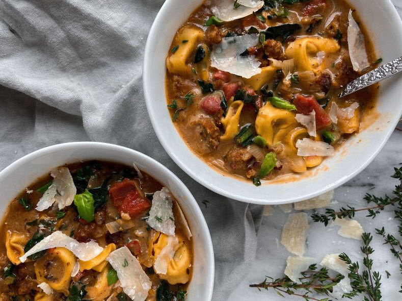 Tortellini Soup with Italian Sausage & Kale