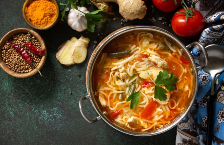 Wintery Chicken Ramen With Ginger, Garlic & Spices
