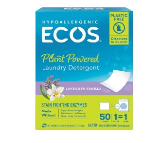 ECOS Laundry Detergent Sheets HE Lavender Vanilla