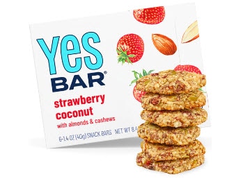The YES Bar Vegan Gluten Free Real Food Low Sugar Paleo Snack Bar Strawberry Coconut