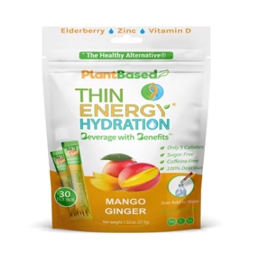 Thin Energy Hydration Plant-Based Drink Packets Mango Ginger
