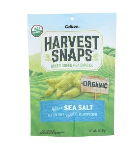 Calbee Gluten Free Organic Harvest Snaps Baked Green Pea Snacks Sea Salt