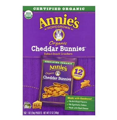 Annie's Organic Cheddar Bunnies Baked Snack Crackers Chedda