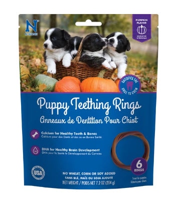 N-Bone Puppy Teething Rings Dog Treats Pumpkin -- 6 Treats
