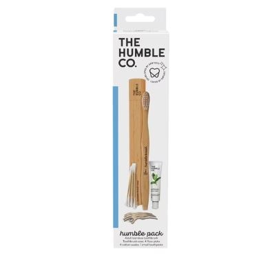 The Humble Co Bamboo Toothbrush Travel Kit With Toothpaste, Floss and Cotton Swabs