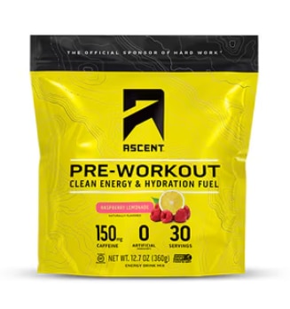 Ascent Pre-Workout Fuel Energy Drink Mix Raspberry Lemonade