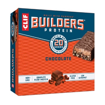 Clif Bar Gluten Free Builders Plant-Based Protein Bars Chocolate
