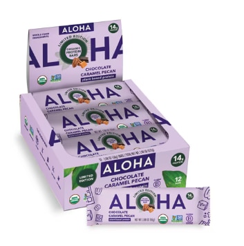Aloha Organic Plant-Based Protein Bar Chocolate Caramel Pecan