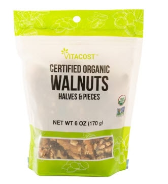 Vitacost Certified Organic Walnuts Halves & Pieces Non-GMO Kosher -- 6 oz (170 g)