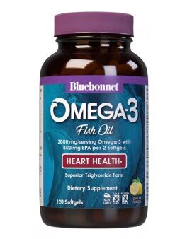 Bluebonnet Nutrition Omega-3 Fish Oil Heart Health Lemon -- 120 Softgels