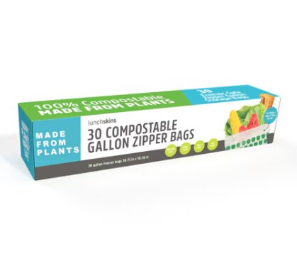 Lunchskins Freezer Bags Compostable Zipper Gallon
