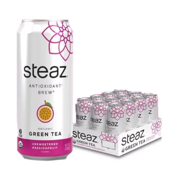 Steaz Green Tea Soda Antioxidant Brew Unsweetened Passionfruit