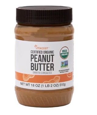 Vitacost Certified Organic Peanut Butter Smooth & Unsalted