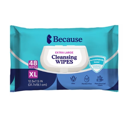 Because Extra Large Cleansing Wipes Because Extra Large Cleansing Wipes