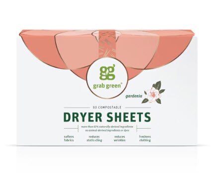GrabGreen Classic Dryer Sheets Gardenia -- 80 Sheets GrabGreen Classic Dryer Sheets Gardenia -- 80 Sheets