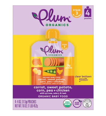 Plum Organics Baby Food 6+ Months Carrot Sweet Potato Corn Pea