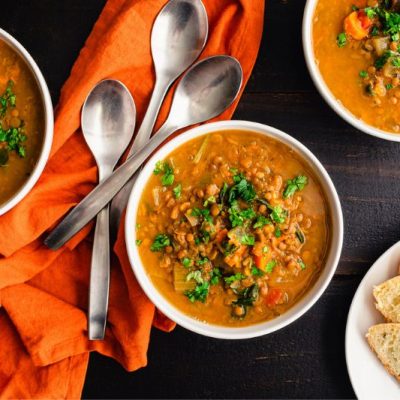 Vegan Lentil Curry With Roasted Butternut Squash