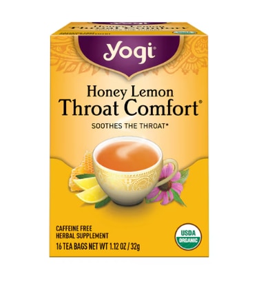 Yogi Tea Throat Comfort Organic Caffeine Free Honey Lemon