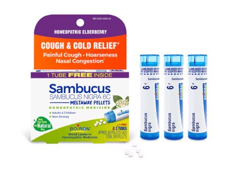 Boiron Sambucus Nigra 6C Bonus Pack Cough & Cold Relief-Painful Cough-Hoarseness-Nasal Congestion -- 240 Pellets