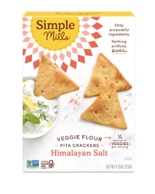 Simple Mills Veggie Flour Pita Crackers Himalayan Salt -- 4.25 oz