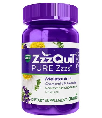 Vicks ZzzQuil Pure Zzzs Melatonin with Chamomile & Lavender Sleep-Aid Gummies Wildberry Vanilla -- 48 Gummies