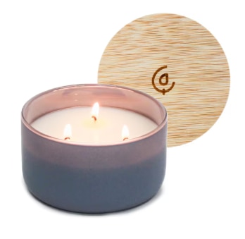 Calyan Wax Co Soy Candle 3 Wick Blue Glass Jar