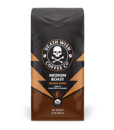 Death Wish Coffee Organic Whole Bean Coffee Medium Roast -- 16 oz