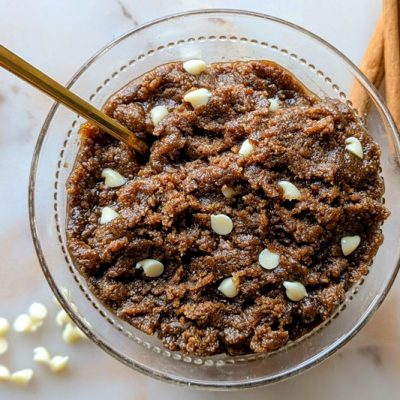 A Bowl of Edible Gingerbread Cookie Dough With Collagen and Topped With White Chocolate Chips.