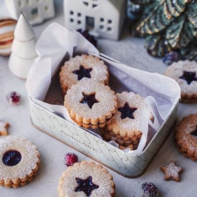 Vegan Cranberry Linzer Cookies (Gluten-Free)