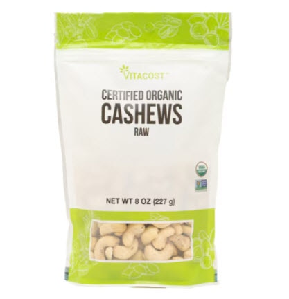 Vitacost Certified Organic Cashews Raw