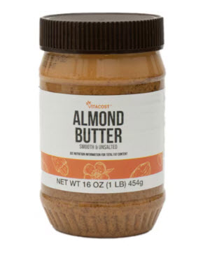 Vitacost Vitacost Almond Butter Gluten Free Smooth Unsalted -- 16 oz (1 LB) 454gz