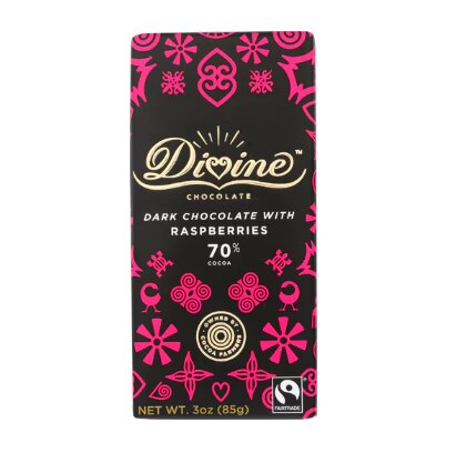 Divine Chocolate Dark Chocolate & Raspberry Chocolate Bar