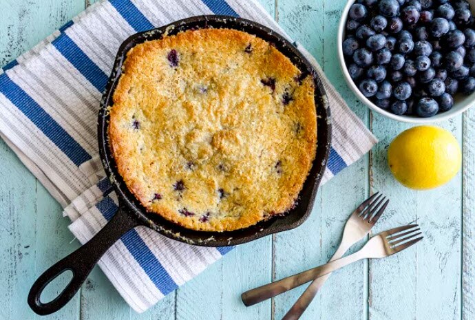 Low-Sugar Skillet Blueberry Bread