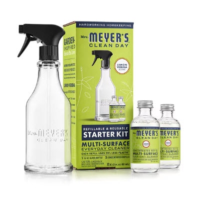 Mrs. Meyer's Clean Day Multi-Surface Starter Kit Spray Bottle + 2 Concentrated Refills Lemon Verbena -- 3 Pieces
