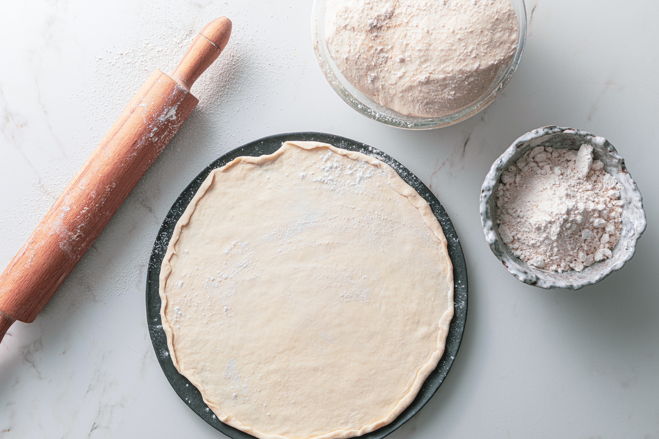 Raw dough for pizza