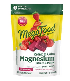 MegaFood Relax + Calm Magnesium Soft Chews Strawberry -- 30 Soft Chews