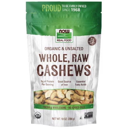 NOW Foods Organic & Unsalted Whole Raw Cashews
