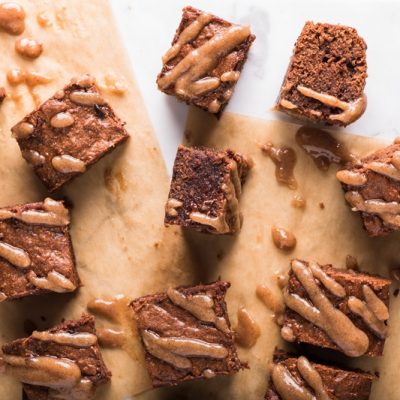 Small Dog Friendly Brownies Are Drizzled With PB Drizzle.