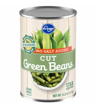 Kroger No Salt Cut Canned Green Beans -- 14.5 oz