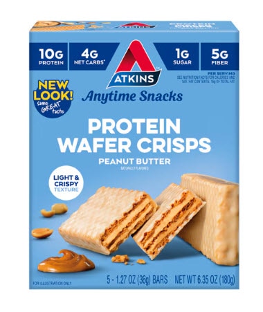 Atkins Snack Protein Wafer Crisps Peanut Butter -- 5 Crisps