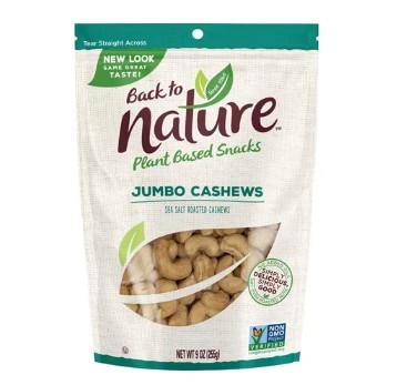 Back to Nature Non-GMO Roasted Jumbo Cashews Sea Salt