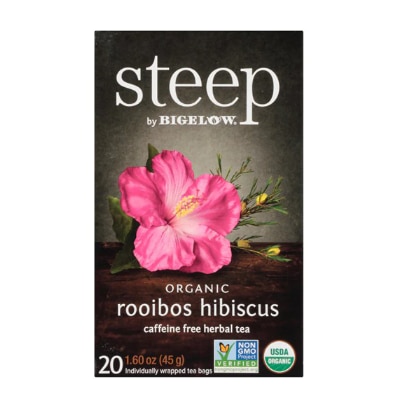 Bigelow Tea Steep Organic Herbal Tea Caffeine Free Rooibos Hibiscus