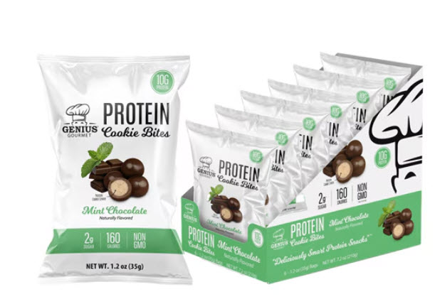 Genius Gourmet Protein Cookie Bites Mint Chocolate -- 6 Packs