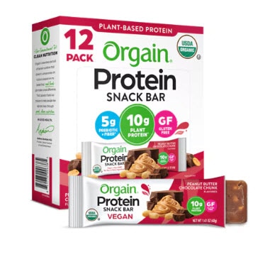 Orgain Organic Plant Based Protein Snack Bar Peanut Butter Chocolate Chunk -- 12 Bars